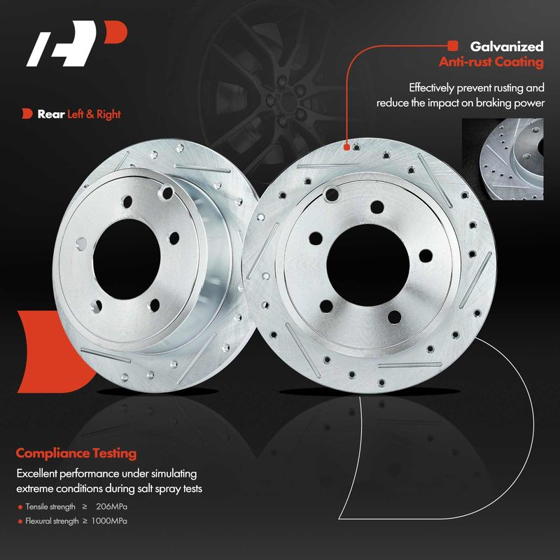 Rear Drilled Disc Brake Rotors for Jeep Patriot Mitsubishi Lancer Chrysler 200