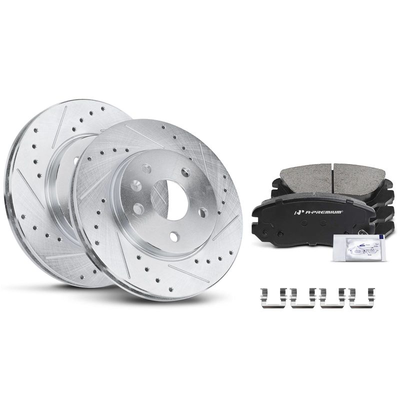 Front Drilled Rotors & Ceramic Brake Pads for Chevrolet Malibu 13-15 Buick Regal