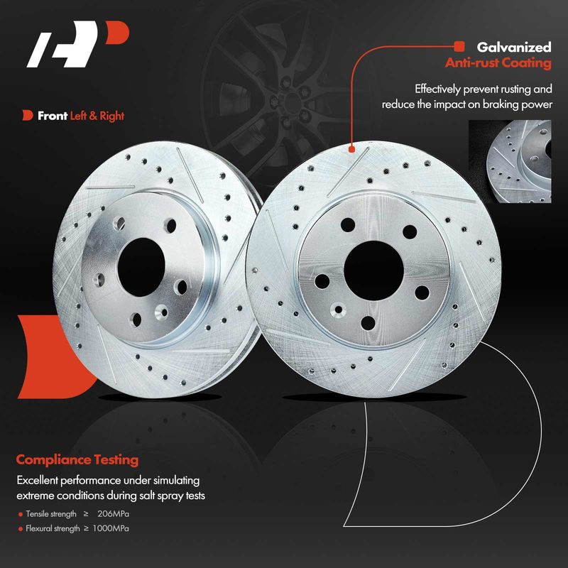 Front Drilled Disc Brake Rotors for Chevrolet Malibu 13-16 Buick Regal 11-17