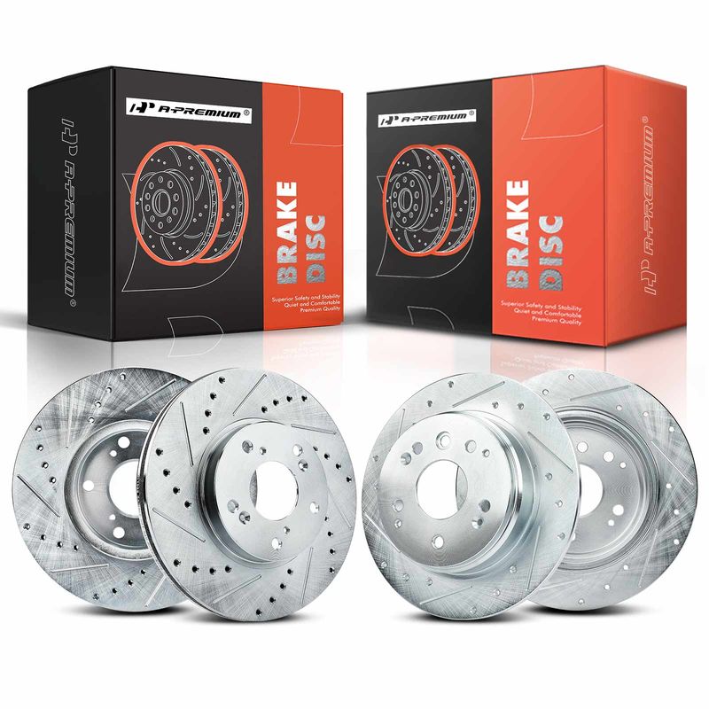 Front & Rear Drilled Disc Brake Rotors for Honda Element 2003-2011 L4 2.4L