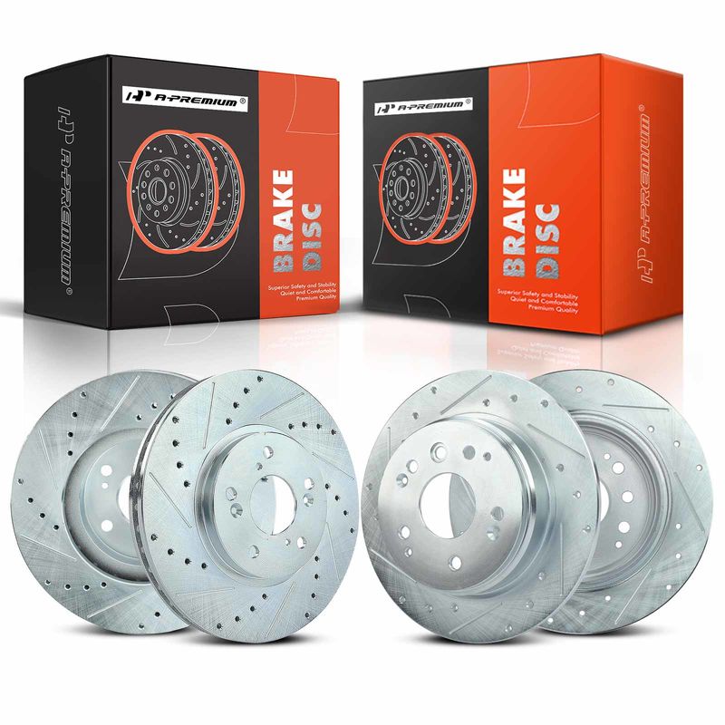 Front & Rear Drilled Disc Brake Rotors for Acura TL 2004-2008 V6 3.2L
