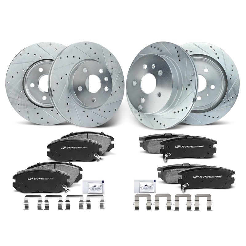 Front & Rear Drilled Rotors & Ceramic Brake Pads for Chevy Equinox GMC Terrain