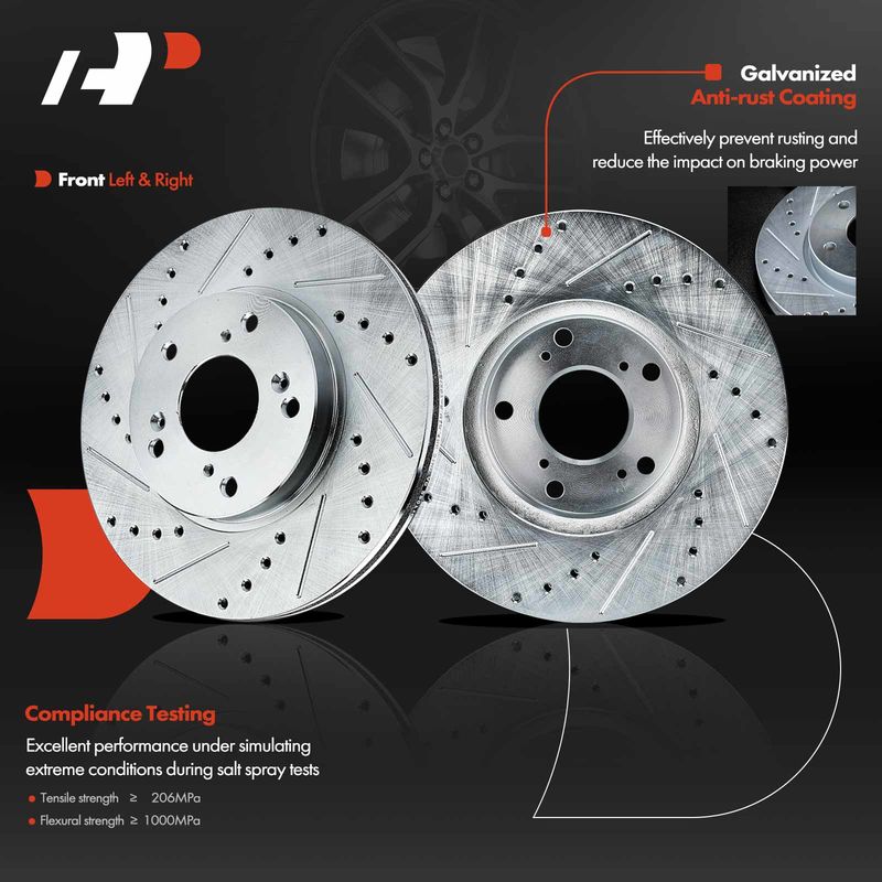 Front & Rear Drilled Disc Brake Rotors for Honda Element 2003-2011 L4 2.4L