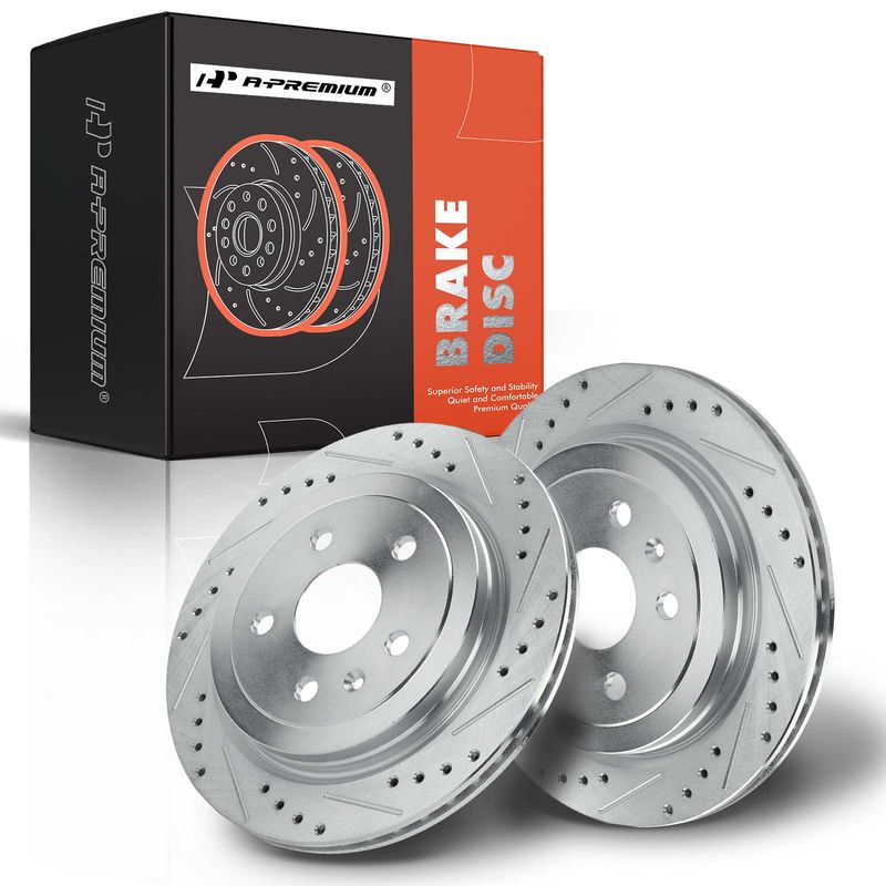 Rear Drilled Disc Brake Rotors for Chevy Camaro 2010-2015 Cadillac CTS 2008-2019