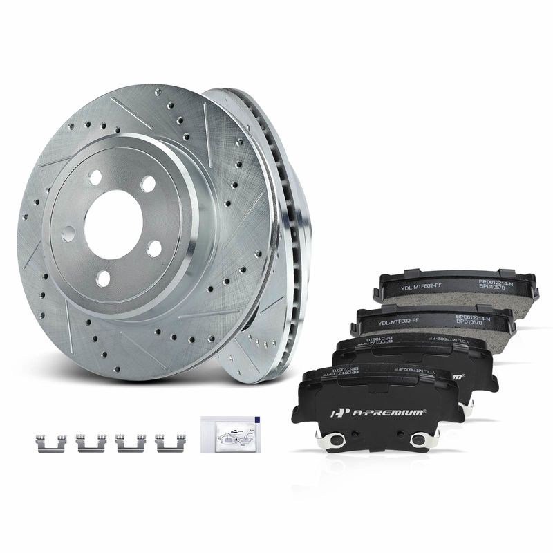 Rear Drilled Rotors & Ceramic Brake Pads for Chrysler 300 05-20 Dodge Challenger