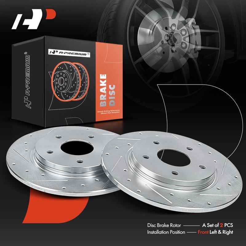Rear Drilled Disc Brake Rotors for Chrysler Town & Country Dodge Grand Caravan