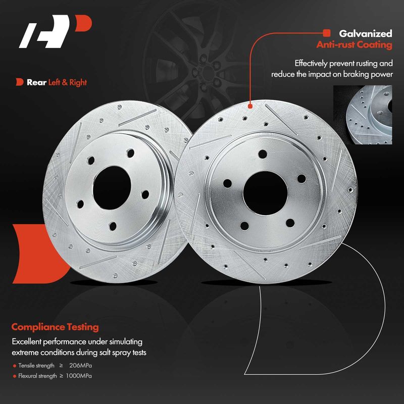 Rear Drilled Disc Brake Rotors for Chrysler Town & Country Dodge Grand Caravan