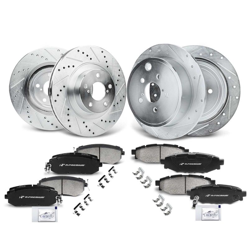 Front & Rear Drilled Rotors & Ceramic Brake Pads for Subaru Forester 2011-2013