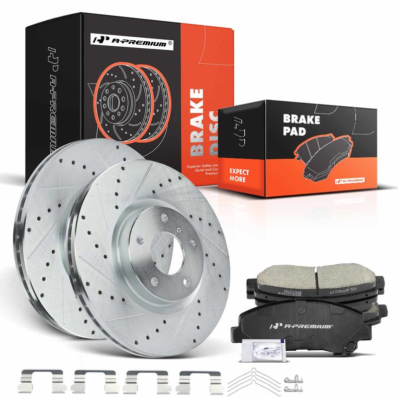 Front Drilled Rotors & Ceramic Brake Pads for Nissan Maxima 2009-2020 V6 3.5L