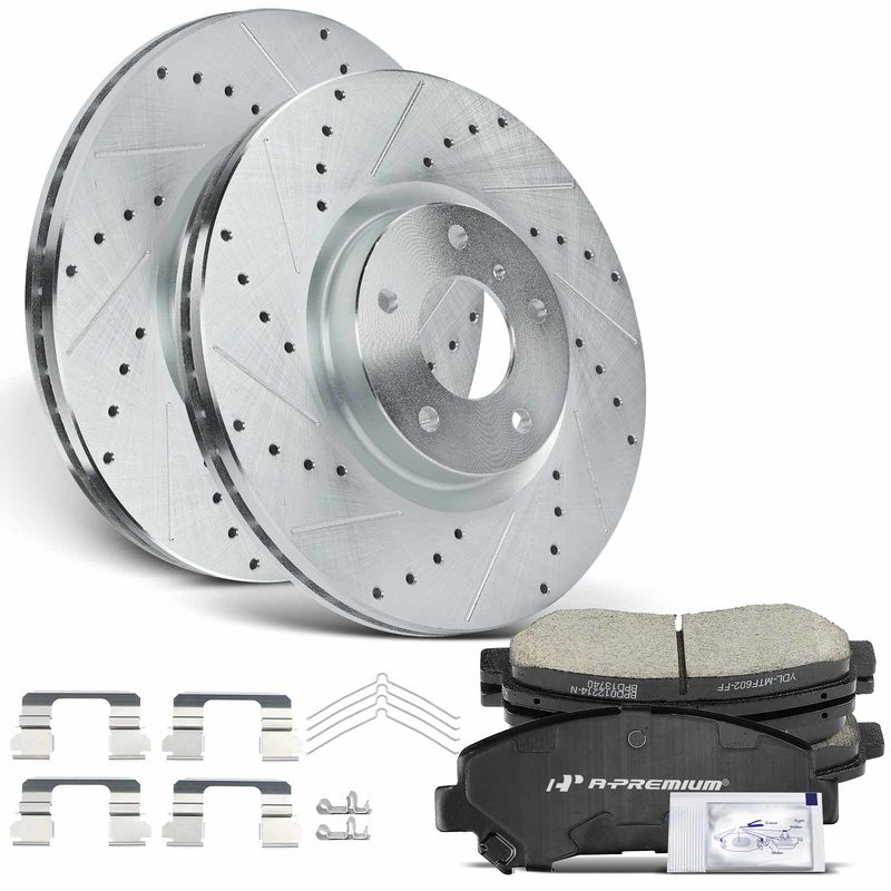 Front Drilled Rotors & Ceramic Brake Pads for Nissan Maxima 2009-2020 V6 3.5L