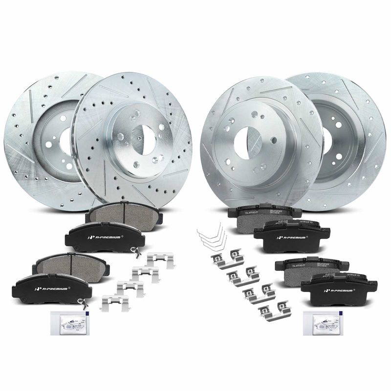 Front & Rear Drilled Rotors & Ceramic Brake Pads for Honda Accord 08-11 Acura
