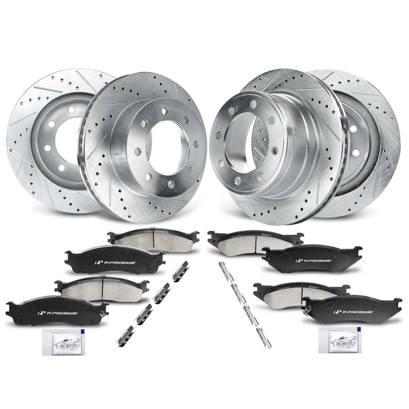 Front & Rear Drilled Rotors & Ceramic Brake Pads for Dodge Ram 1500 2006-2008