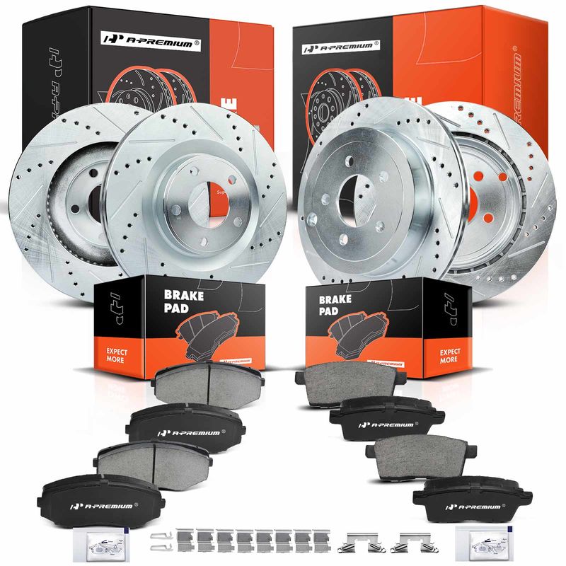 Front & Rear Drilled Rotors & Ceramic Brake Pads for Ford Edge Lincoln MKX 07-10