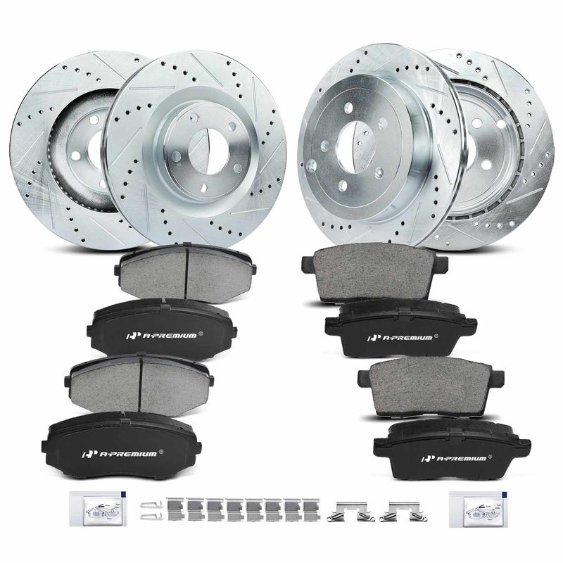Front & Rear Drilled Rotors & Ceramic Brake Pads for Ford Edge Lincoln MKX 07-10
