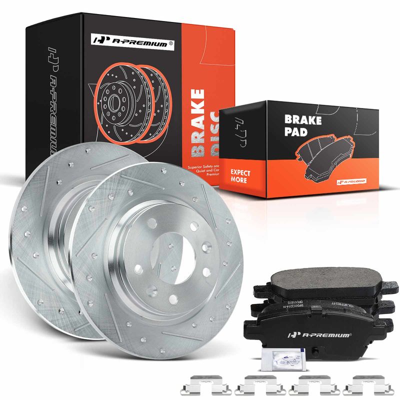 Rear Drilled Rotors & Ceramic Brake Pads for Mazda 6 Lincoln Ford Mercury