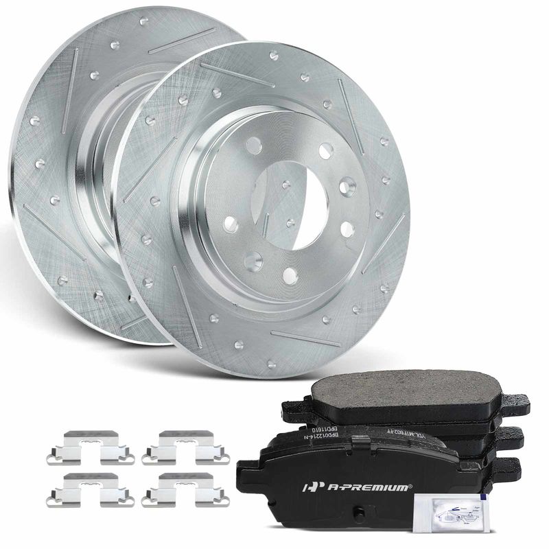 Rear Drilled Rotors & Ceramic Brake Pads for Mazda 6 Lincoln Ford Mercury