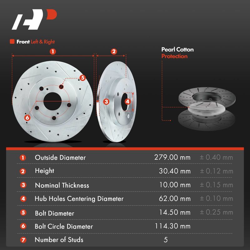Rear Drilled Rotors & Ceramic Brake Pads for Toyota Matrix Scion xB Pontiac Vibe