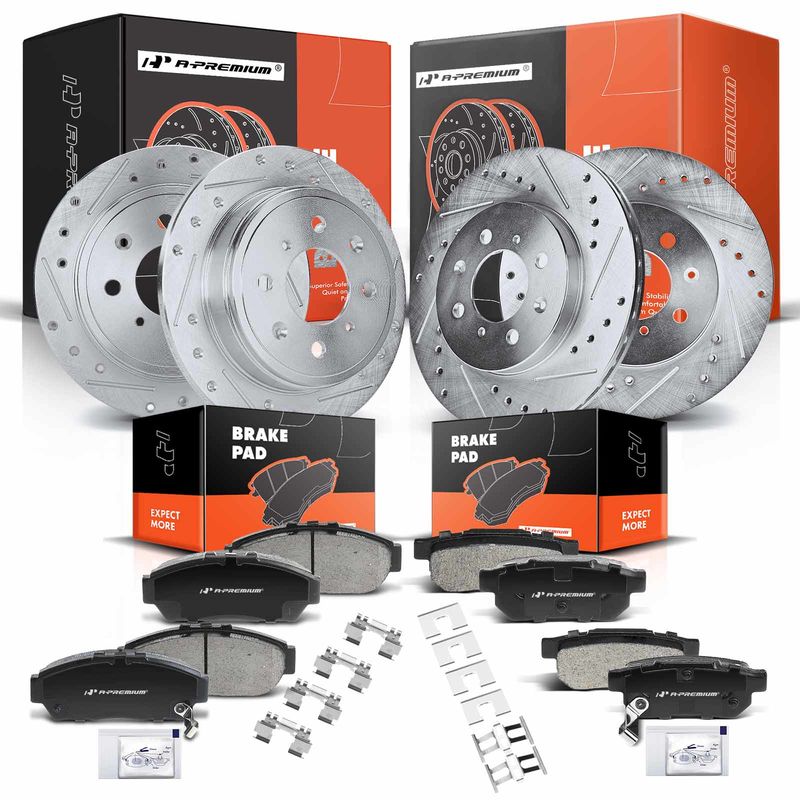 Front & Rear Drilled Rotors & Ceramic Brake Pads for Honda Civic Acura Integra