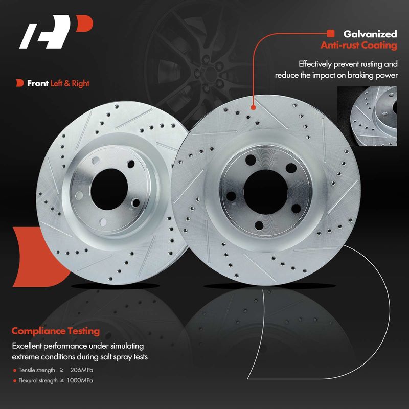 Front Drilled Brake Rotors for Ford Edge 2007-2014 Lincoln MKX 2007-2015