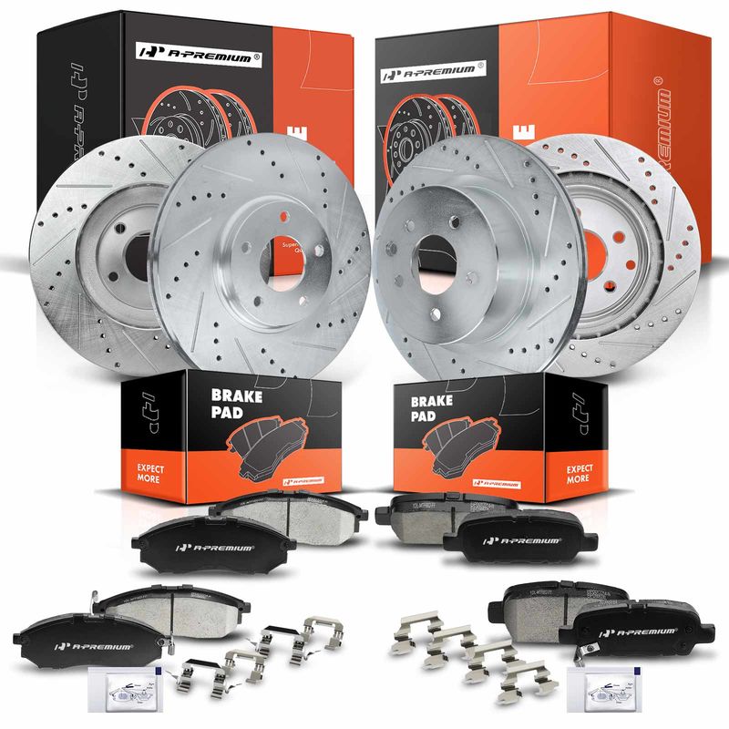 Front & Rear Drilled Rotors & Ceramic Brake Pads for INFINITI G37 M35 QX50