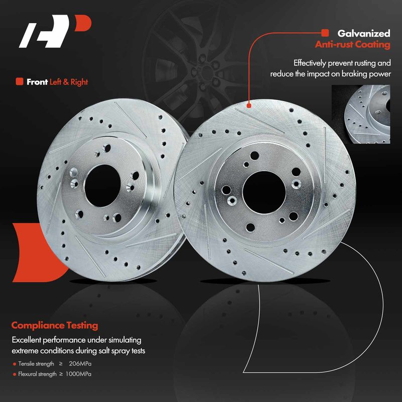 Front Drilled Brake Rotors for Honda CR-V 2002 2003 2004 L4 2.4L