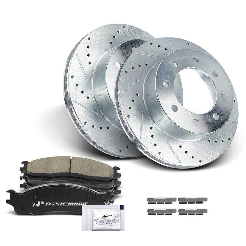 Front Drilled Rotors & Ceramic Brake Pads for Dodge Ram 1500 2500 3500