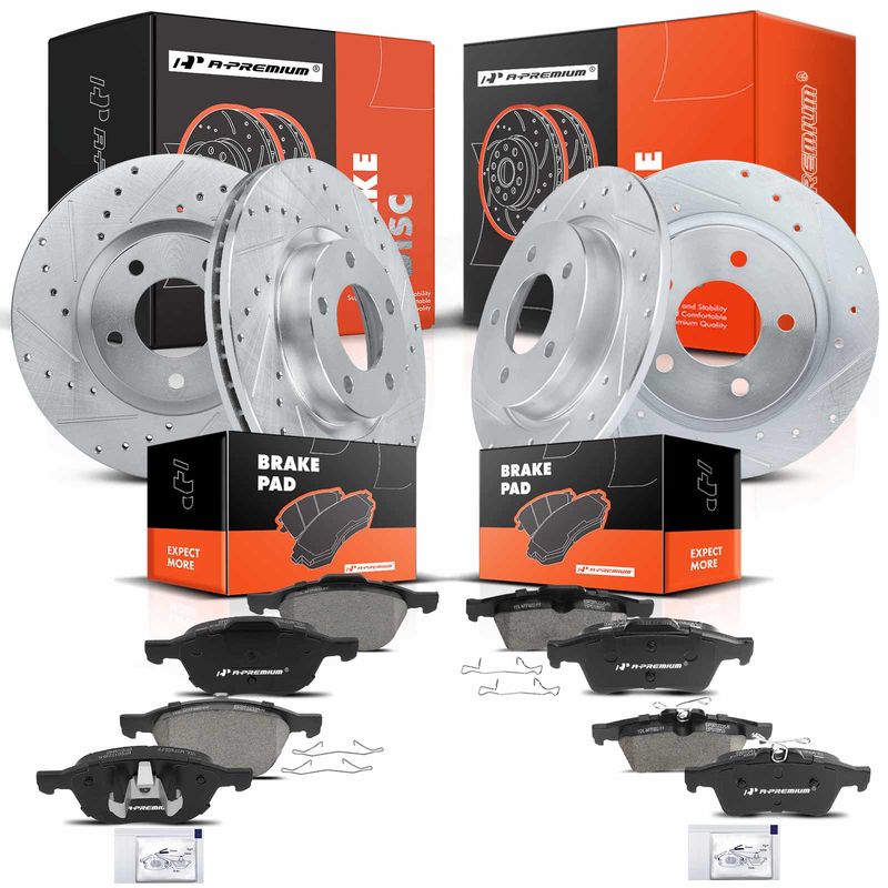 Front & Rear Drilled Rotors & Ceramic Brake Pads for Mazda 3 05-13 L4 2.3L 2.5L