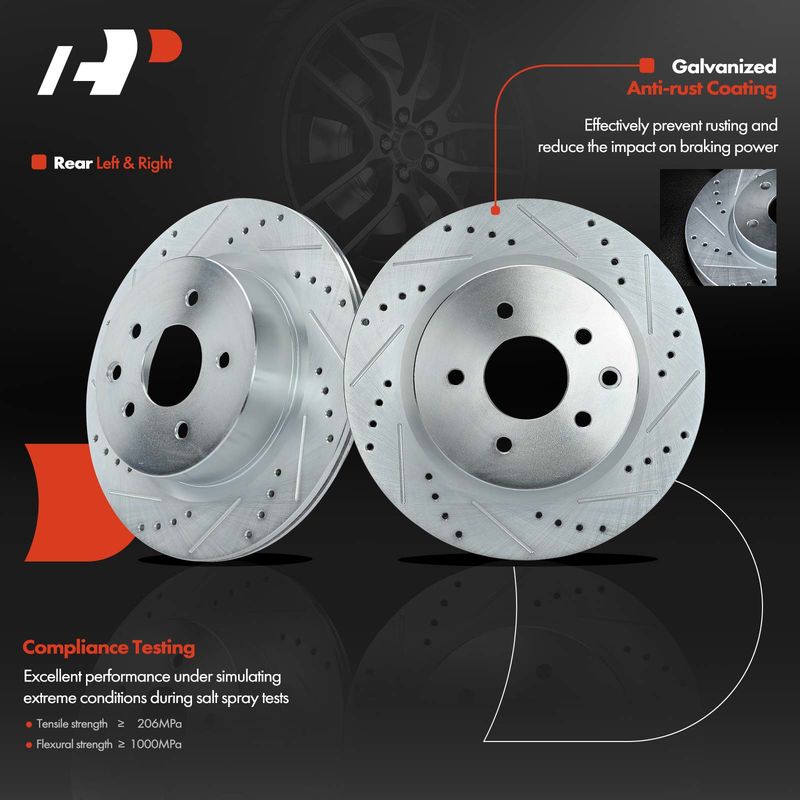 Rear Drilled Brake Rotors for Nissan 350Z 370Z Maxima INFINITI EX35 EX37 G25 G37