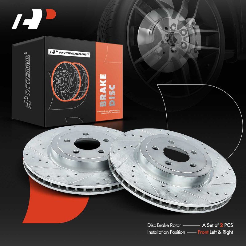 Front Drilled Brake Rotors for Dodge Challenger 09-22 Charger Magnum Chrysler 300