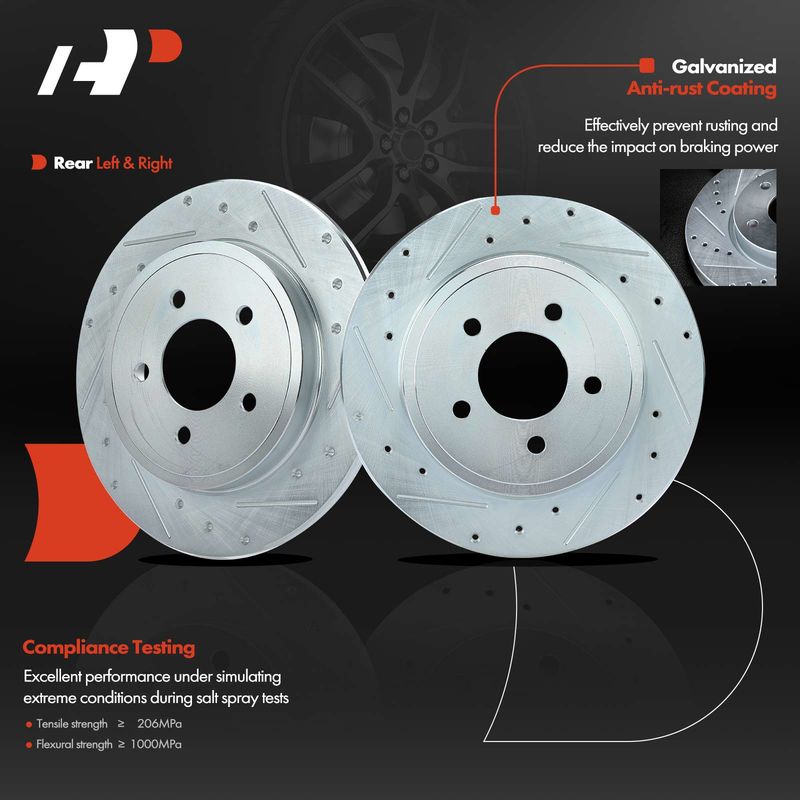Rear Drilled Brake Rotors for Ford Escape Mazda Tribute Mercury Mariner 05-08