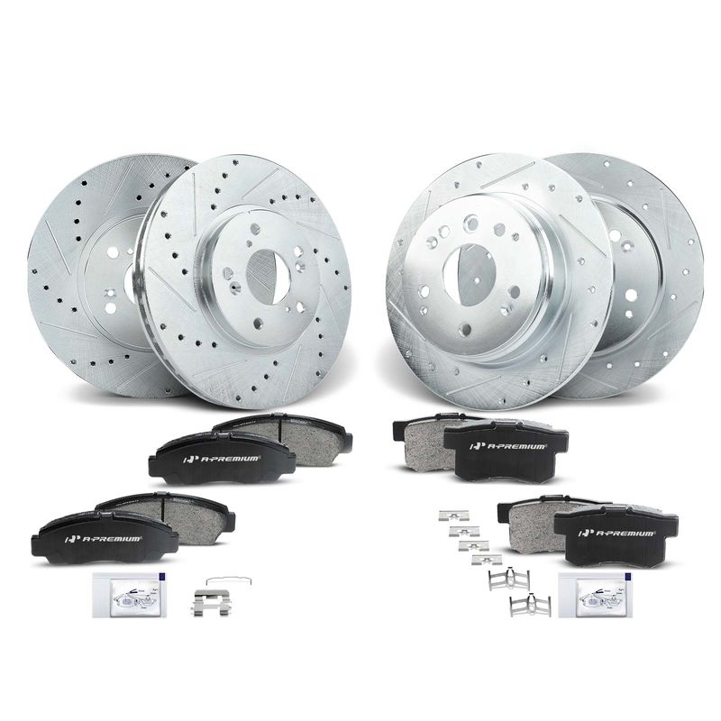 Front & Rear Drilled Rotors & Ceramic Brake Pads for Acura TL 2004-2008