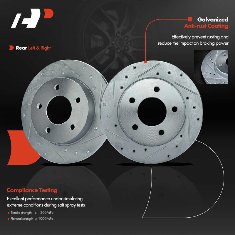 Rear Drilled Brake Rotors for Mazda 3 2004-2013 L4 2.0L