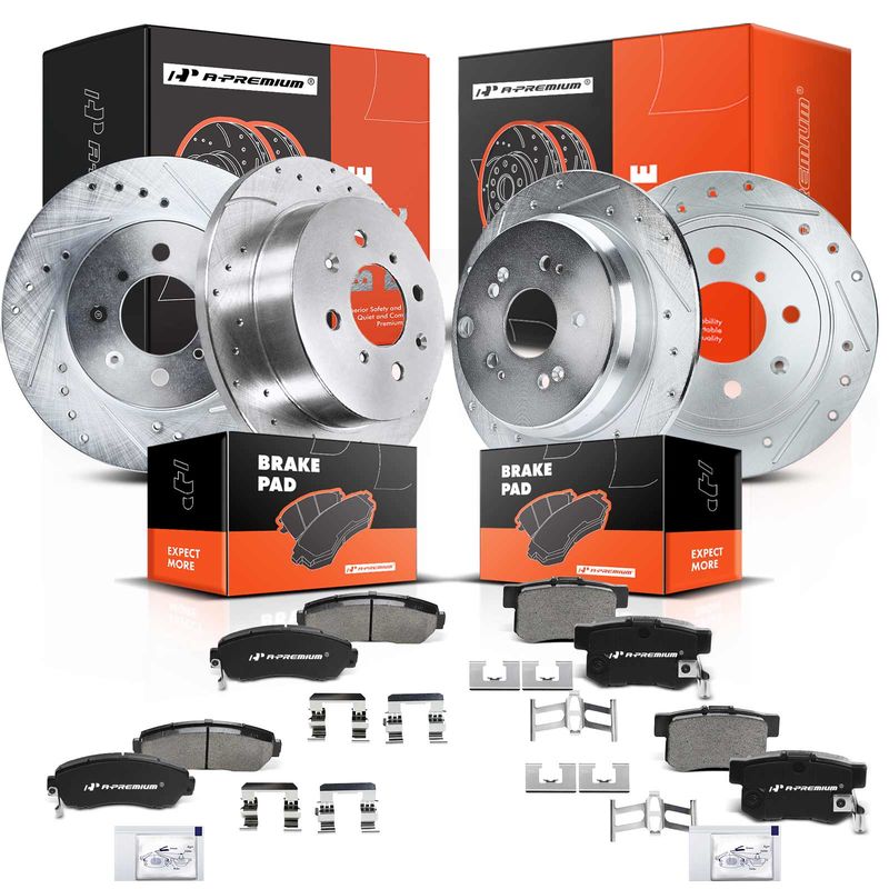 Front & Rear Drilled Rotors & Ceramic Brake Pads for Acura RDX 2007-2012
