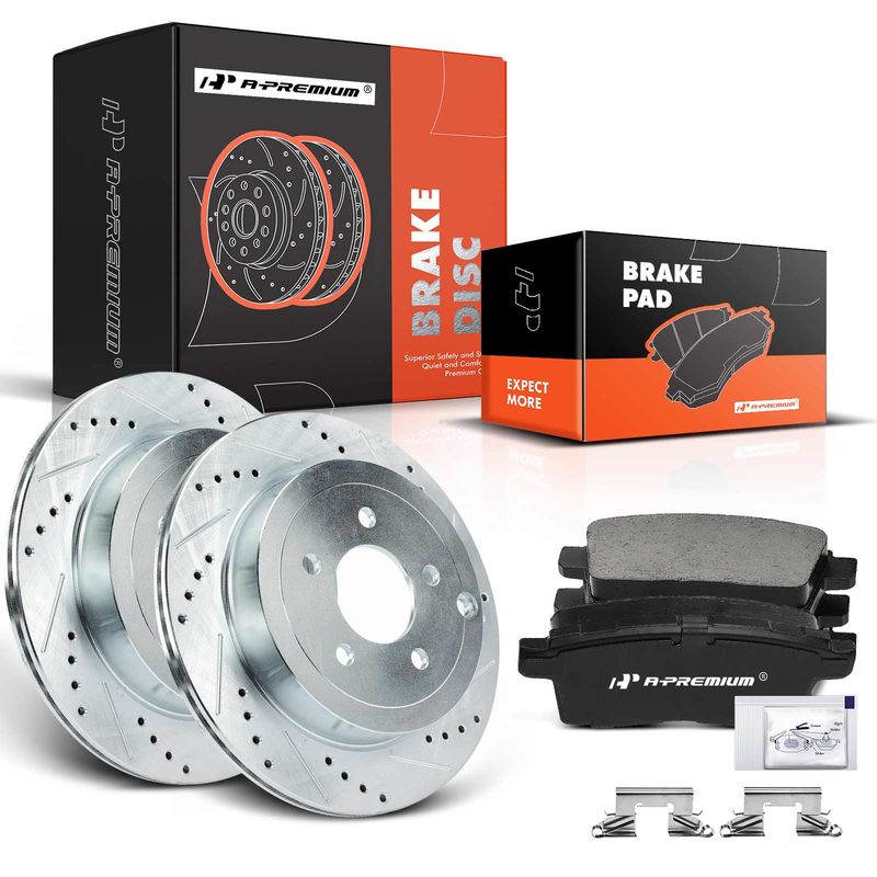 Rear Drilled Rotors & Ceramic Brake Pads for Ford Edge Lincoln MKX 2007-2010