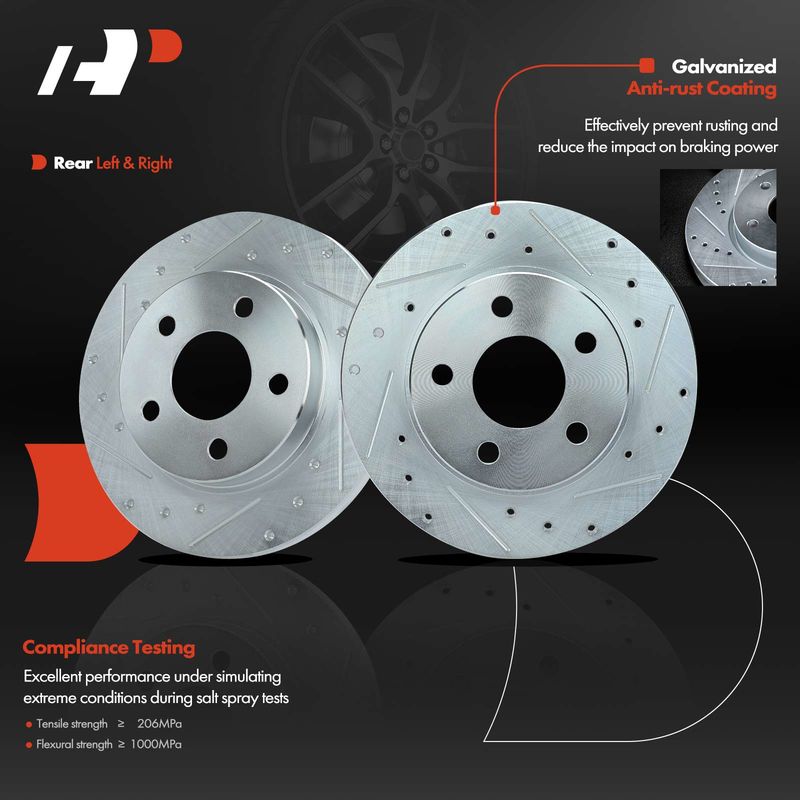 Rear Drilled Brake Rotors for Ford Taurus Lincoln Continental Mercury Sable