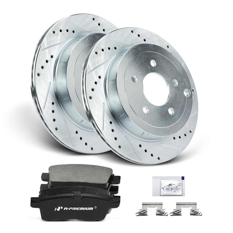 Rear Drilled Rotors & Ceramic Brake Pads for Ford Edge Lincoln MKX 2007-2010