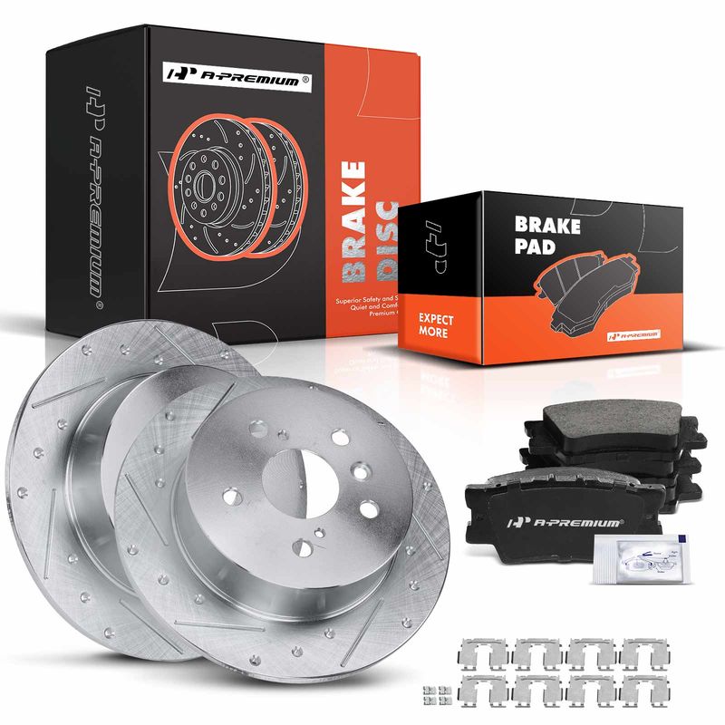 Rear Drilled Rotors & Ceramic Brake Pads for Lexus ES350 Toyota Avalon Camry