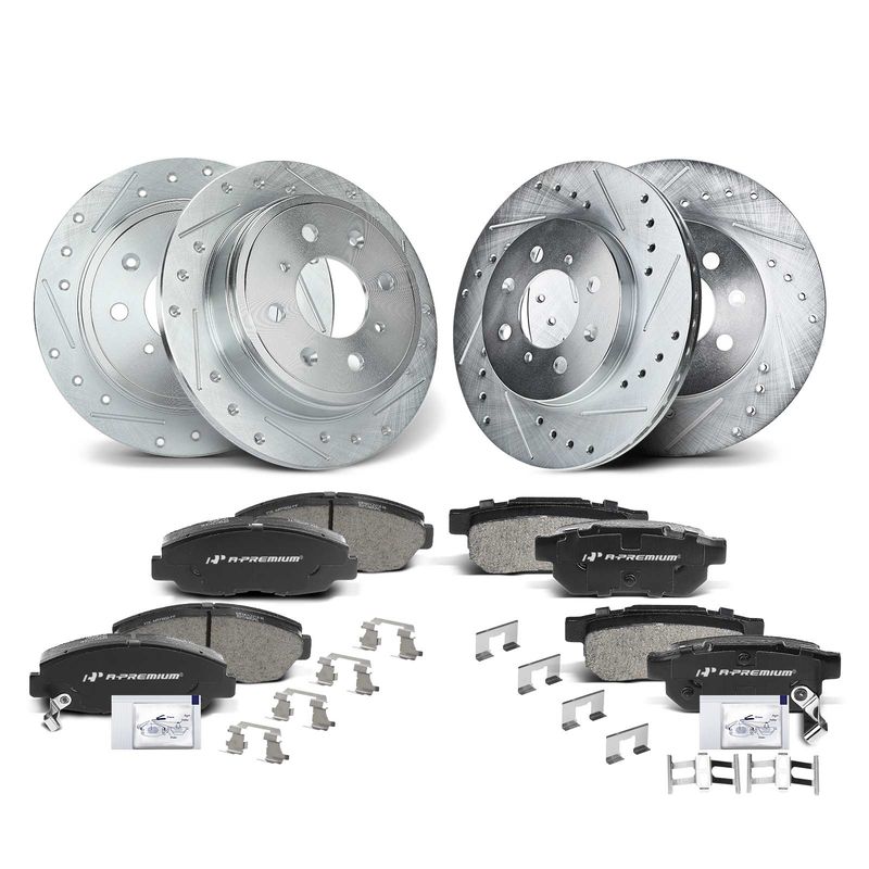 Front & Rear Drilled Rotors & Ceramic Brake Pads for Honda Civic Si 99-00 Coupe