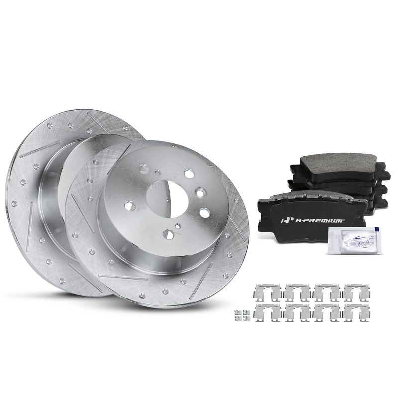 Rear Drilled Rotors & Ceramic Brake Pads for Lexus ES350 Toyota Avalon Camry