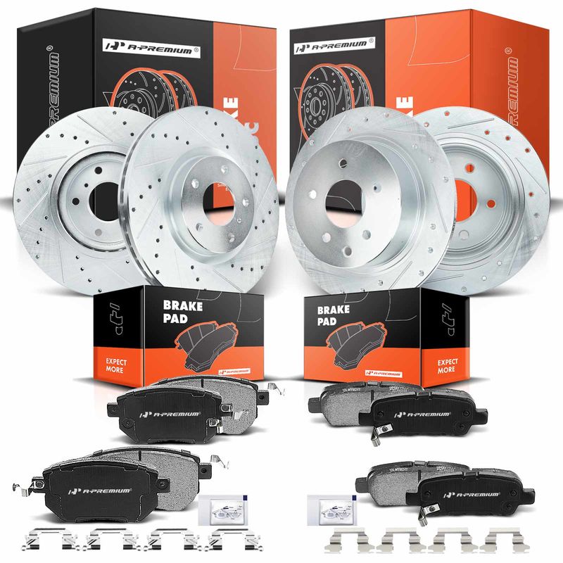 Front & Rear Drilled Rotors & Ceramic Brake Pads for Nissan Altima 2006 Maxima