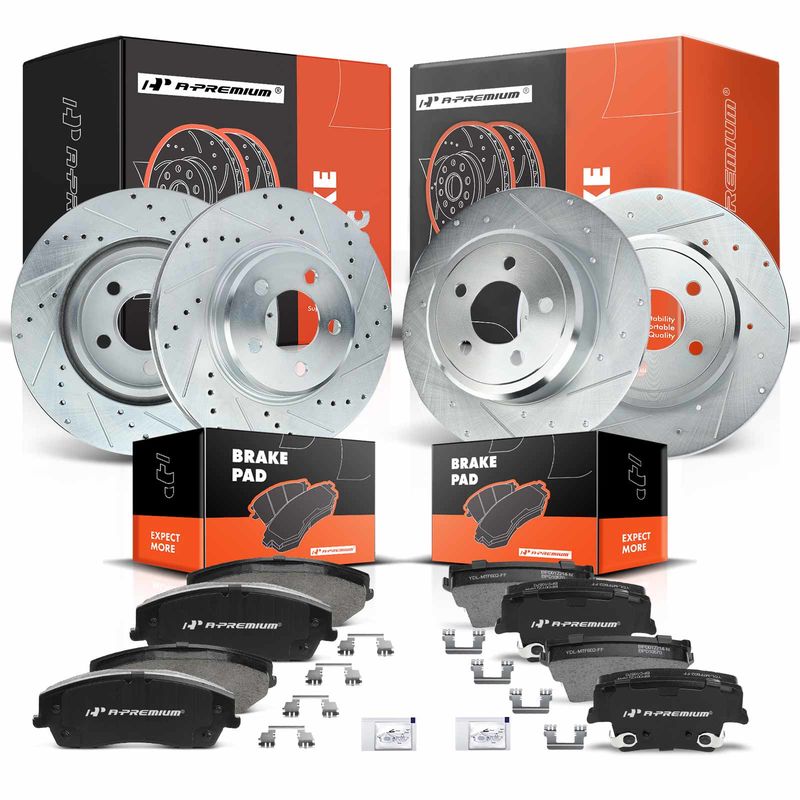 Front & Rear Drilled Rotors & Ceramic Brake Pads for Chrysler 300 Dodge Charger
