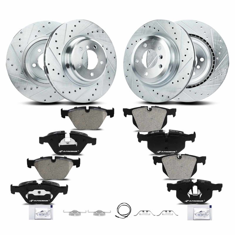 Front & Rear Drilled Rotors & Ceramic Brake Pads for BMW 335i 07-13 335d 335is