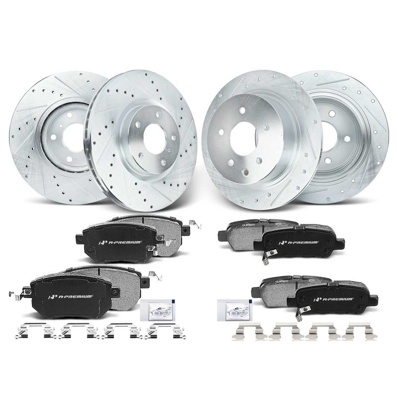Front & Rear Drilled Rotors & Ceramic Brake Pads for Nissan Altima 2006 Maxima