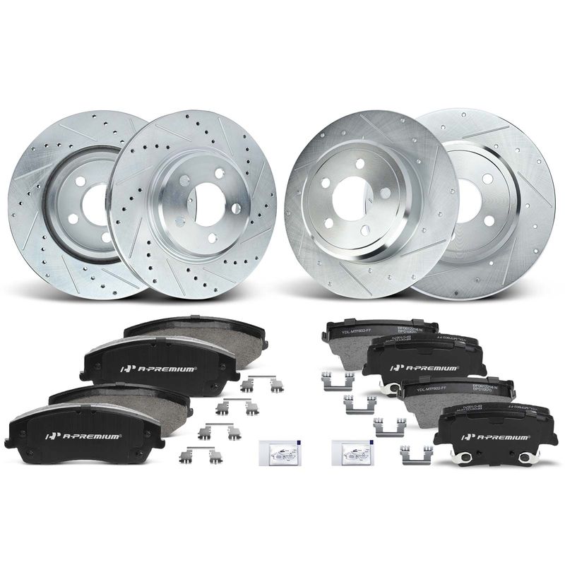 Front & Rear Drilled Rotors & Ceramic Brake Pads for Chrysler 300 Dodge Charger