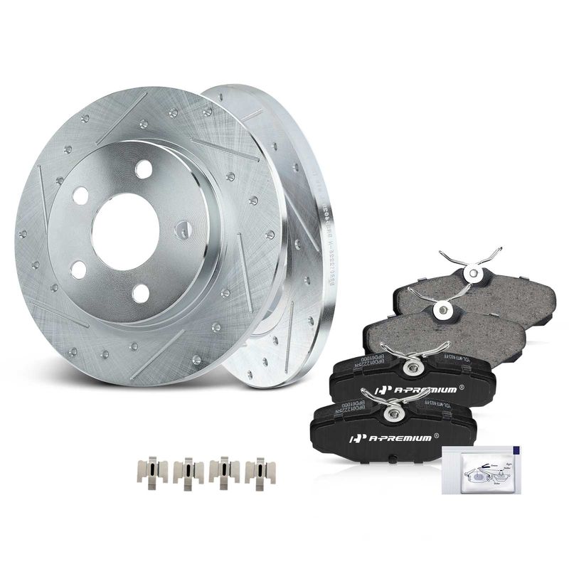 Rear Drilled Rotors & Ceramic Brake Pads for Ford Taurus Lincoln Mercury