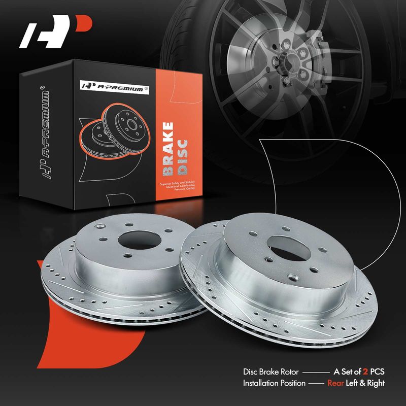 Rear Drilled Brake Rotors for Nissan Murano 2003-2007 Quest INFINITI QX60 QX70