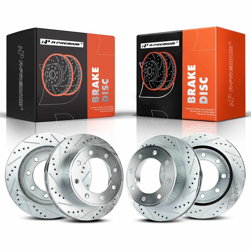Front & Rear Drilled Brake Rotors for Ford Excursion F-250 F-350 Super Duty