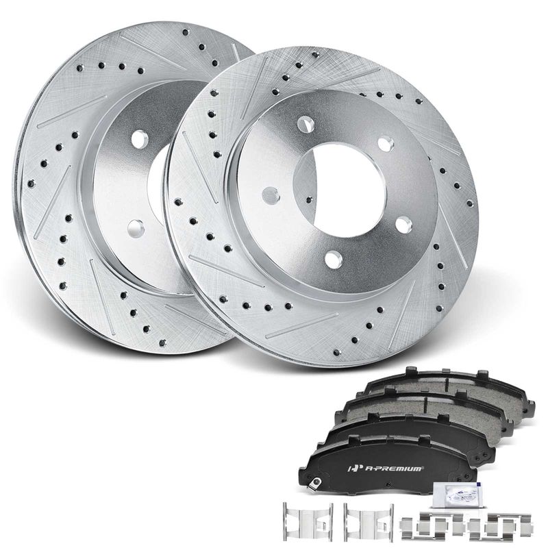 Front Drilled Rotors & Ceramic Brake Pads for Ford F-150 1997-2003 4WD