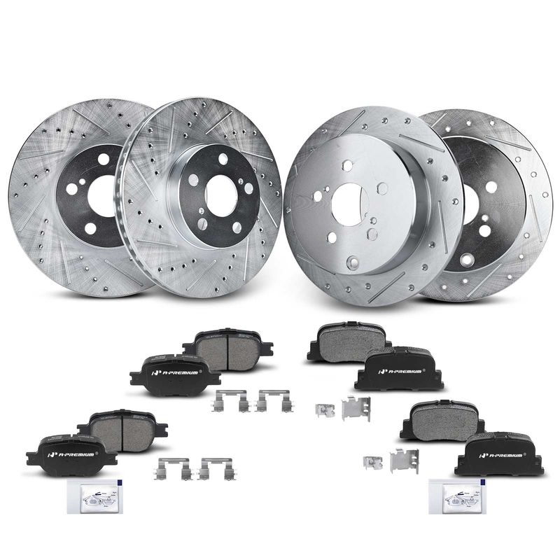 Front & Rear Drilled Rotors & Ceramic Brake Pads for Scion tC 2005-2010 L4 2.4L