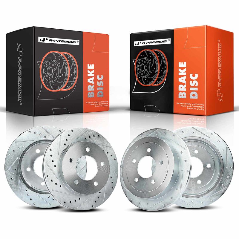 Front & Rear Drilled Brake Rotors for Ford F-150 2000-2003 4WD 5 Lugs